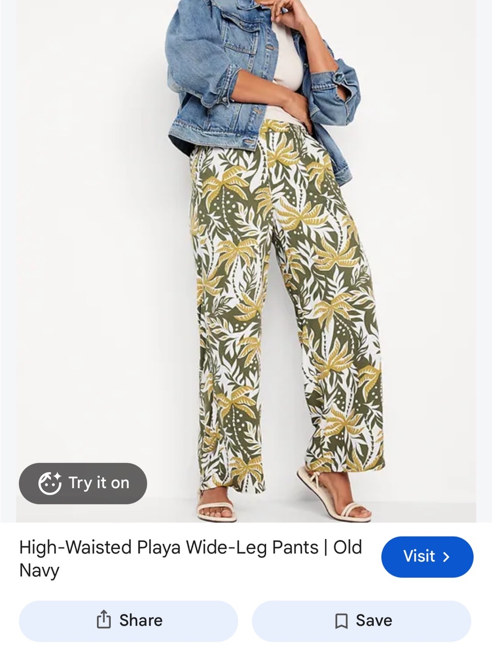 Old Navy High-Waisted Wide-Leg Pants - Olive, Mustard & White Floral